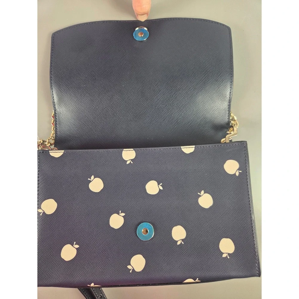 Kate Spade Carson Convertible Crossbody Orchard Toss Navy Apple Print WKR00523